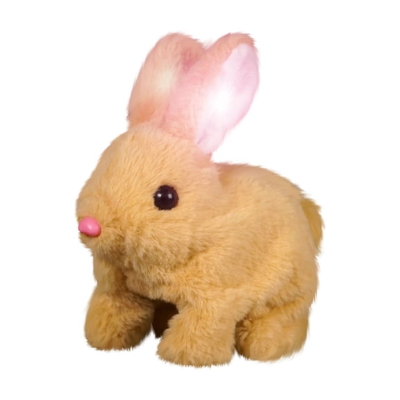 Easter Hopping Bunny Plush with Carrot Jumping Spotted Rabbit Ears Nose Moving Educational Plush Toy Interactive Toy Electric Birthday Gift for Boys Girls