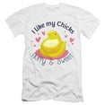 thumbnail image 1 of Easter I Like My Chicks Fluffy and Sweet Unisex Adult Canvas Brand T Shirt, White, Large, 1 of 3