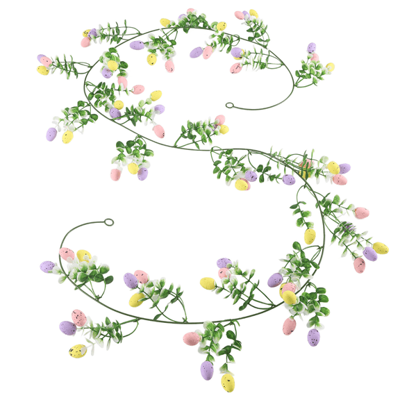 Easter Imitation Egg and Green Plant Twig Decoration, Wall Hanging, Tabletop Centerpiece, Window Sill or Entrance Spring Home Decor