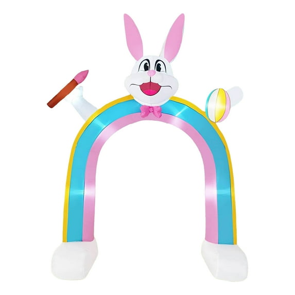 Easter Inflatable Decoration 3 Rabbit Arch Garden Decoration Luminous Model