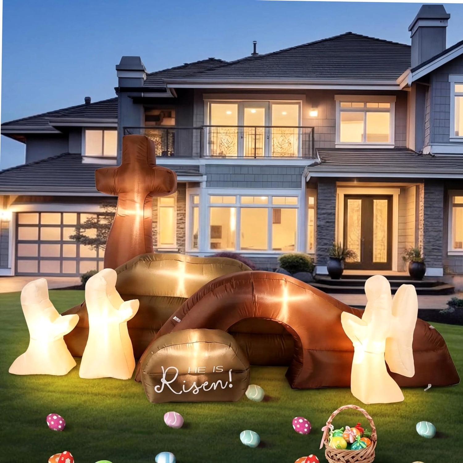 Easter Inflatable He Is Risen Tomb LED Outdoor Religious Decor 9 Ft ...