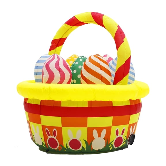 Easter Inflatable Outdoor Decoration Basket and Eggs Blow up Rabbit for Yard Lawn Garden Holiday Party