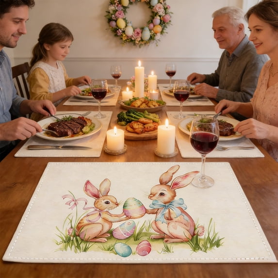Easter Insulated Dining Placemats - Washable Heat-Resistant Table Mats, Decorative Pad & Coaster Set for Home, Kitchen, Restaurant & Holiday Table Decor