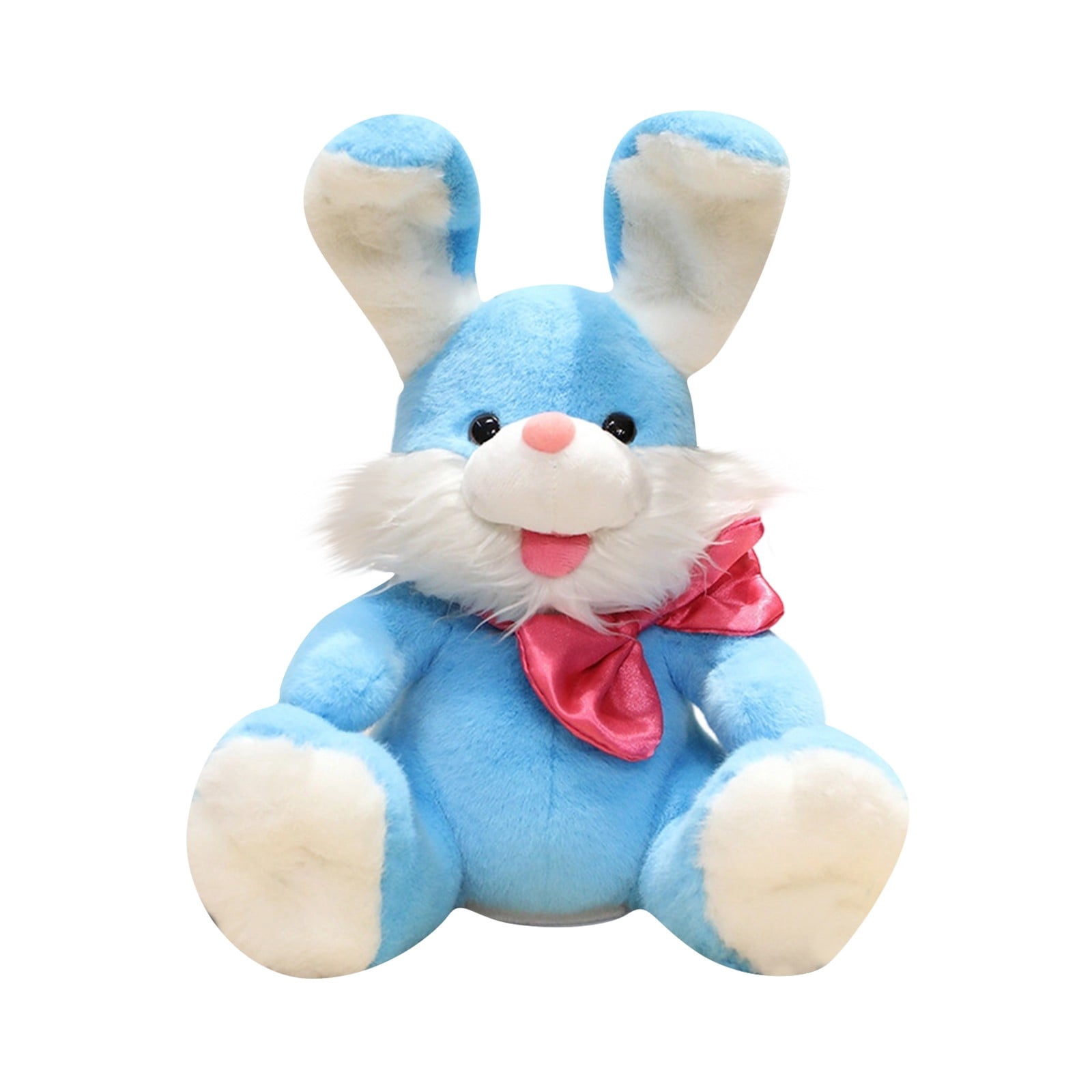 Easter Interactive Talking Bunny Plush Toy Voice Recording Animated Stuffed Rabbit Spring Cuddly Bunny Doll with Giant Bow Tie for Kids Girls Boys Birthday Gifts Home Decor