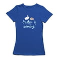 thumbnail image 1 of Easter Is Coming Bunny Egg Graphic Women Royal Blue T-Shirt, Female XX-Large, 1 of 4