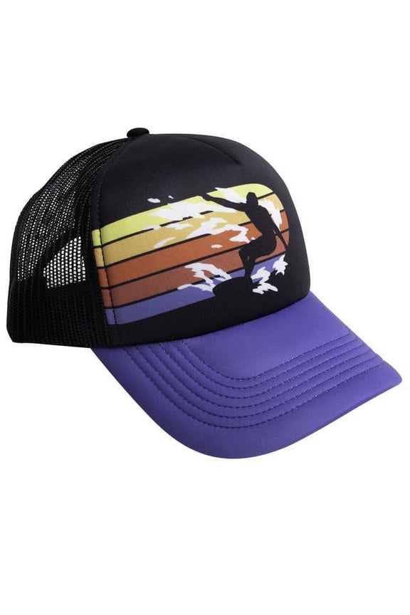 Palm Tree Cap EICAPSURFL Beach Cap for Men Women Ocean Surfer Scene Trucker Hat-Black