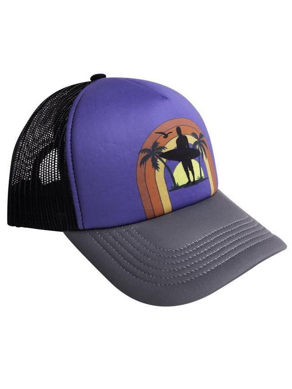 EICAPSURFE Palm Tree Beach Cap for Men Womens Surfer Sunset Trucker Hat - Blue
