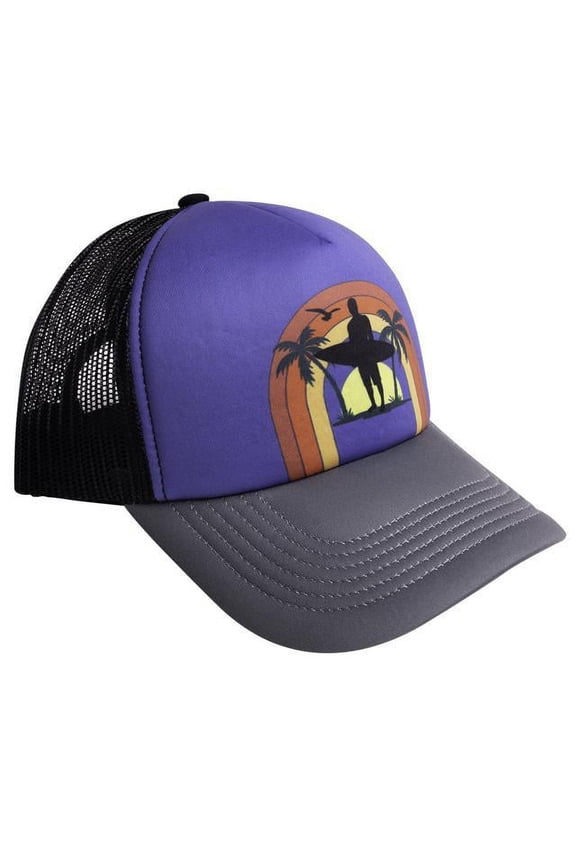 EICAPSURFE Palm Tree Beach Cap for Men Womens Surfer Sunset Trucker Hat - Blue