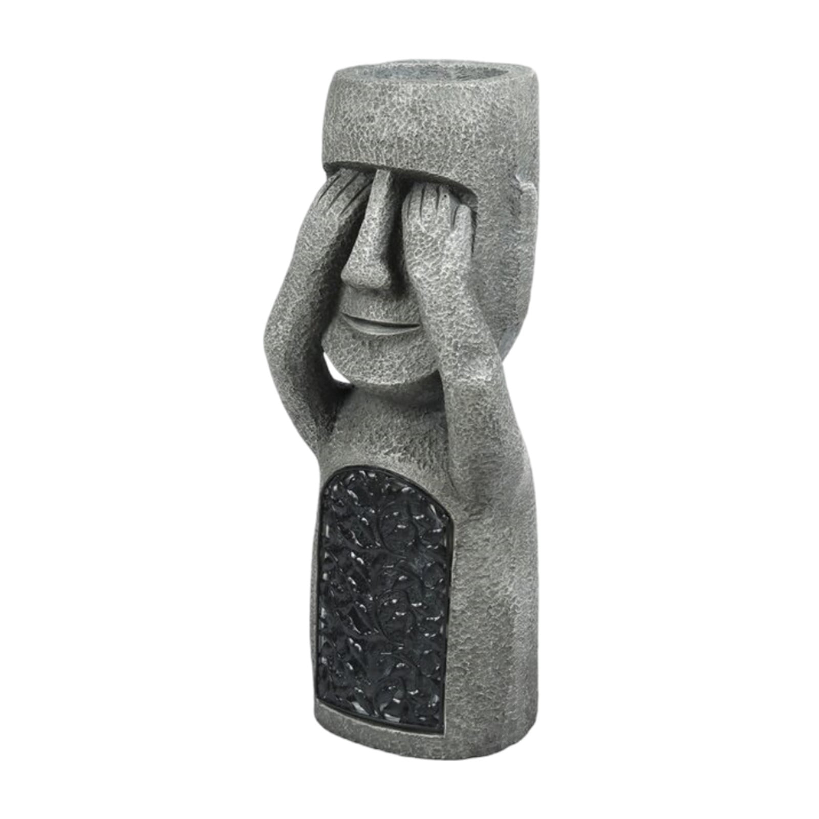 Easter Island Solar Light Statue - 10" Outdoor Garden Decor with Planter & Solar Light, Moai Head Sculpture for Yard, Patio & Garden Decorations - Weather Resistant Resin Art