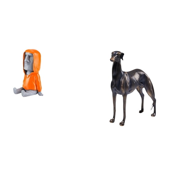 Easter Island Statue Greyhound Dog Sculpture Resin Material Unique Portrait for Home Living Room Decor Table Centerpiece