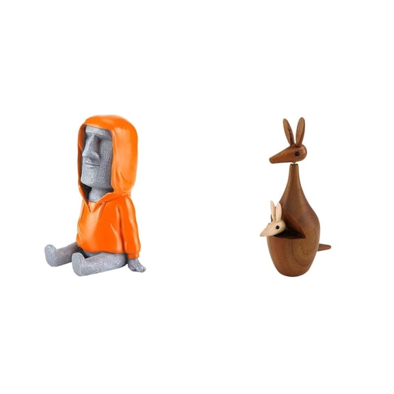 Easter Island Statue Moai Head Figurine Resin Retro Design for Bedroom Bookshelf Table Display