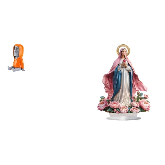 Easter Island Statue Moai Head Sculpture Acrylic Ornament Resin Base Freestanding Tabletop Home Office Bedroom Decor