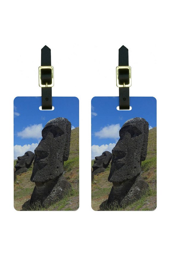 Easter Island Statues Luggage Tags Suitcase Carry-On ID, Set of 2