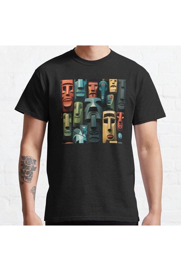 Easter Island Statues like pattern Classic Short Sleeve Unisex T-Shirt S-5XL
