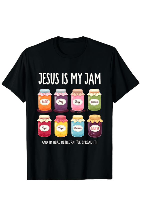 Easter Jesus Is My Jam Religious Jars Faith Blessed Short Sleeve T-Shirt for Women Men Scripture Based Holiday Gift
