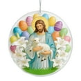 thumbnail image 1 of Easter Jesus Nativity Ornament with Christian Bunny Eggs, Colorful Easter Eggs and Rabbit Ornament Stained Glass Style, God Themed Religious Christmas Catholic Lily /Cross Ornaments Gifts Faith-Based, 1 of 5