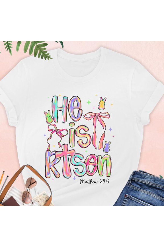 Easter Jesus Shirt He Is Risen Easter Mom Gift Girl Easter Tee Easter Bible Verse Easter C