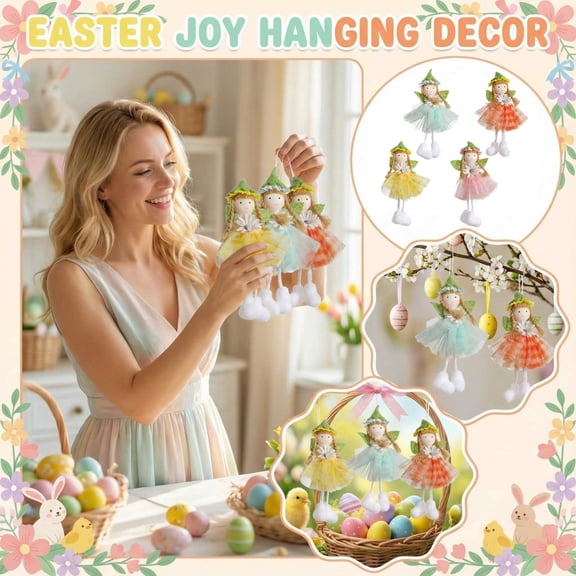 Easter Joy Fairy Doll Hanging Decor - Multi-Style Fairy Ornaments for Easter Party & Home Decor