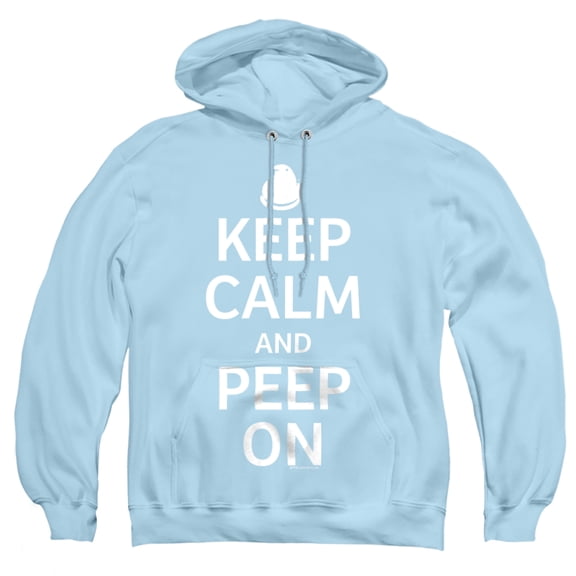 Easter Keep Calm and Peep On Adult Pull-Over Hoodie, Light Blue, 2X-Large