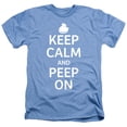 thumbnail image 1 of Easter Keep Calm and Peep On Unisex Adult Heather T Shirt, Light Blue Heather, Small, 1 of 3