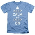 thumbnail image 1 of Easter Keep Calm and Peep On Unisex Adult Heather T Shirt, Light Blue Heather, X-Large, 1 of 3