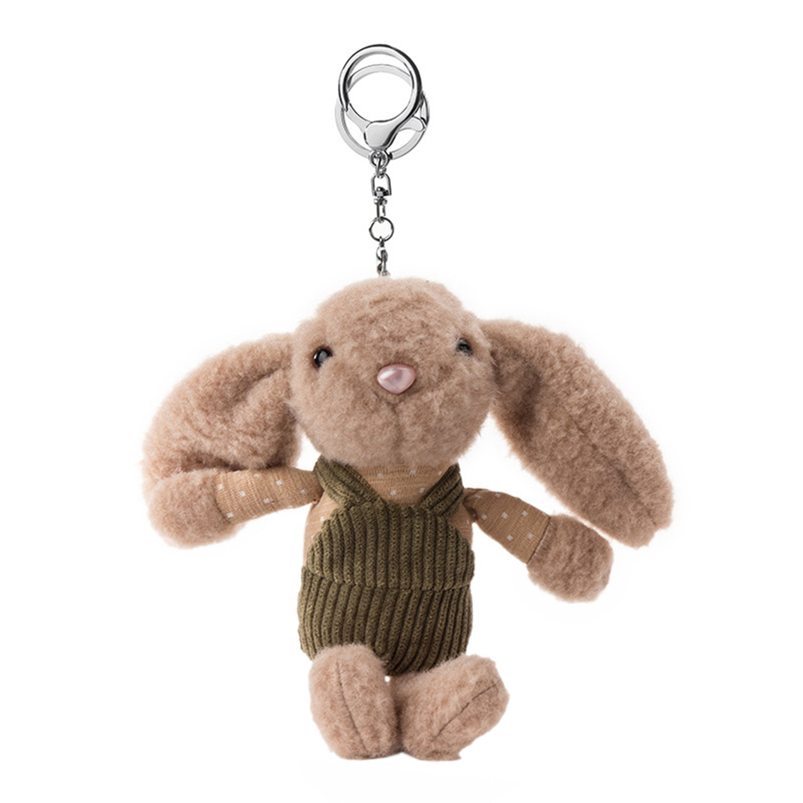 Pikadingnis Cute Rabbit Keychain Soft Fluffy Pom Pom Keychain Plush Bunny  Pendant Fashion Backpack Handbag Charm for Women 