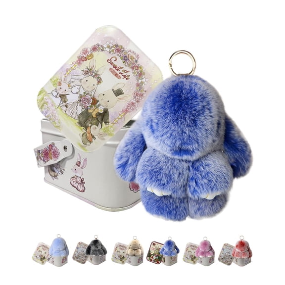 Easter Keychain With Tin Box, Bunny Lucky Keychains, Handmade Soft Bunny Keychain