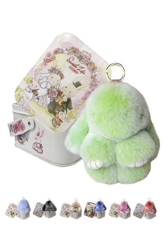 Easter Keychain With Tin Box, Bunny Lucky Keychains, Handmade Soft Bunny Keychain