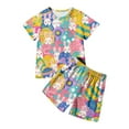 thumbnail image 1 of Easter Kids Pajamas Set Cute Easter Bunny Crewneck Short Sleeve T-Shirt And Shorts Pajamas Set Toddler Summer Pajamas, 1 of 7