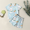 thumbnail image 1 of Easter Kids Pajamas Set Easter Bunny Print Crewneck Short Sleeve T-Shirt And Shorts Set Summer Pajamas, 1 of 6