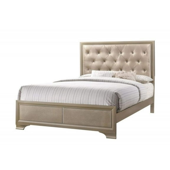 Easter King Bed, Platform Bed, Cream and Champagne