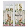 thumbnail image 1 of Easter Kitchen Curtain for Berdoom Living Room Cafe 45 Inch Length, Spring Watercolor Bunny Eggs Flower Leaf Beige Tiers Curtains Light Filtering Drapes Rod Pocket Window Treatment 2 Panels 52"Wx45"L, 1 of 8