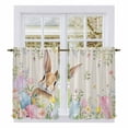 thumbnail image 1 of Easter Kitchen Curtain for Berdoom Living Room Cafe 45 Inch Length, Vintage Spring Bunny Eggs Farmhouse Floral Leaves Tiers Curtains Light Filtering Drapes Window Treatment 2 Panels 52"Wx45"L, 1 of 8