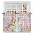 thumbnail image 1 of Easter Kitchen Curtain for Berdoom Living Room Cafe 54 Inch Length, Spring Rabbit Eggs Nature Botanicals Pink Plaid Tiers Curtains Light Filtering Drapes Window Treatment 2 Panels 52"Wx54"L, 1 of 8