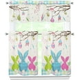 thumbnail image 1 of Easter Kitchen Curtains 3 Piece Set Spring Bunny Curtains Rabbits Valance & Tiers for Kitchen Home Cafe Indoor 36 Inch Short Window Curtain Over Sink Window Farmhouse Easter Decor, 1 of 7