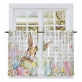 thumbnail image 1 of Easter Kitchen Curtains 54 Inch Length, Spring Rabbit Eggs Blooms Flowers Leaf Grey Plaid Tiers Curtains for Bathroom Bedroom Cafe, Light Filtering Small Window Treatment Drapes 2 Panels 42"Wx54"L, 1 of 8