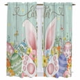 thumbnail image 1 of Easter Kitchen Curtains 63 Inch Length, Spring Rabbit Ear Eggs Floral Green Wooden Grain Tiers Curtains for Living Room Berdoom Bathroom, Light Filtering Drapes Window Treatment 2 Panels 42"Wx63"L, 1 of 8