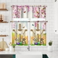 thumbnail image 1 of Easter Kitchen Curtains Short and Valance Set Spring Pink Flowers Bless Dining Room Fabric Curtain Drapes Holiday Cafe Curtains Valance for Home Decor, 1 of 5