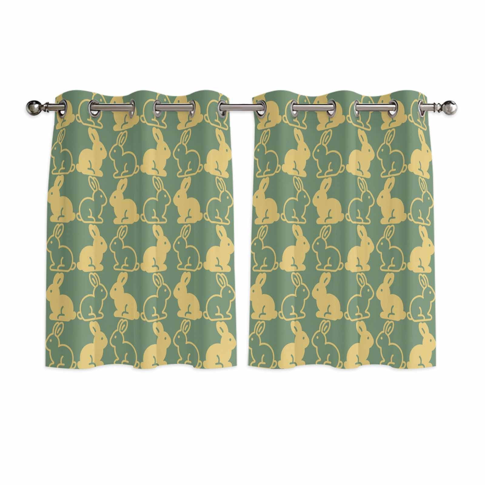 Easter Kitchen Curtains Window Panels, Cute Cartoon Rabbits Bunny ...