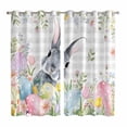 thumbnail image 1 of Easter Kitchen Curtains Window Panels, Spring Rabbit Eggs Flowers Leaves Grey Plaid Insulated Window Treatment Curtain, Grommet Curtains for Bedroom/Living Room/Bathroom, 2 Piece 52"Wx84"L, 1 of 8