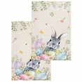 thumbnail image 1 of Easter Kitchen Dish Towels for Drying Dishes Set of 2, Country Rabbit Eggs Botanical Flowers Leaves Waffle Weave Microfiber Hand Tea Bathroom Towels Quick Dry & Absorbent Towel 15.7x23.6, 1 of 7