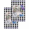 thumbnail image 1 of Easter Kitchen Dish Towels for Drying Dishes Set of 2, Spring Bunny Botanical Blooms Flowers Black Plaid Waffle Weave Microfiber Hand Tea Bathroom Towels Quick Dry & Absorbent Towel 15.7x23.6, 1 of 7