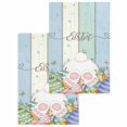 thumbnail image 1 of Easter Kitchen Dish Towels for Drying Dishes Set of 2, Spring Rabbit Ears Foot Flowers Eggs Green Wooden Waffle Weave Microfiber Hand Tea Bathroom Towels Quick Dry & Absorbent Towel 15.7x23.6, 1 of 7