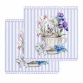 thumbnail image 1 of Easter Kitchen Dish Towels for Drying Dishes Set of 2, Spring Rabbit Watercolor Flowers Purple Stripes Waffle Weave Microfiber Hand Tea Bathroom Towels Quick Dry & Absorbent Towel 12x12, 1 of 7