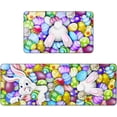 thumbnail image 1 of Easter Kitchen Rug Sets 2 Piece Anti Fatigue Floor Mat,Cartoon Funny Rabbit Bunny Eggs Kitchen Mats Leather Waterproof & Non-Slip Comfort Standing Mats for Kitchen,Sink,Office,Laundry, 1 of 6