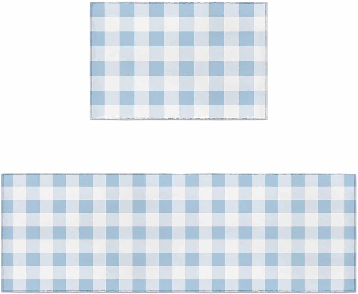 Easter Kitchen Rugs and Mats 2 Pieces Blue Buffalo Plaid Runner Rug Sets White Check Soft Comfort Standing Kitchen Mats for Floor Absorbent Area Rugs Carpet Farmhouse Cushioned Doormat Home Decor