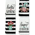 thumbnail image 1 of Easter Kitchen Towel Hello Spring Dish Towels 18 x 26 Inch White Black Stripes Easter Gnome Floral Hand Drying Tea Towel for Cooking Baking Cleaning Wipes, Set of 4, 1 of 6
