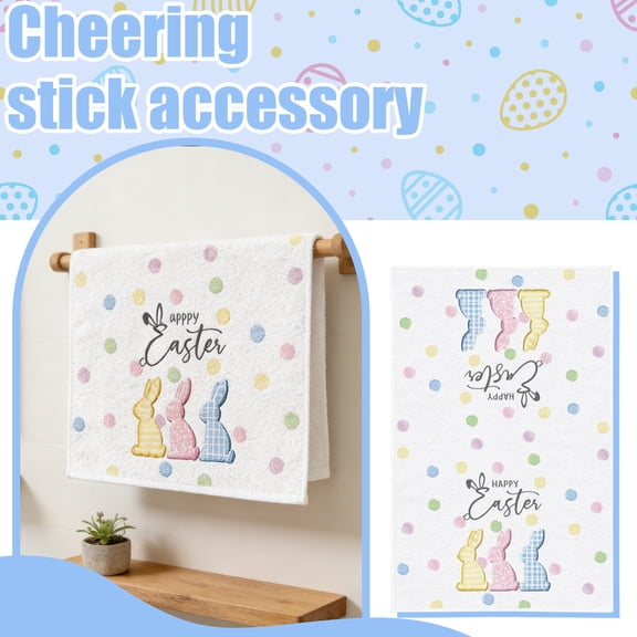 Easter Kitchen Towels, 15' X 23', Bunny Pattern Dish Towels, 1 Piece Per Pack, Machine Washable Polyester.