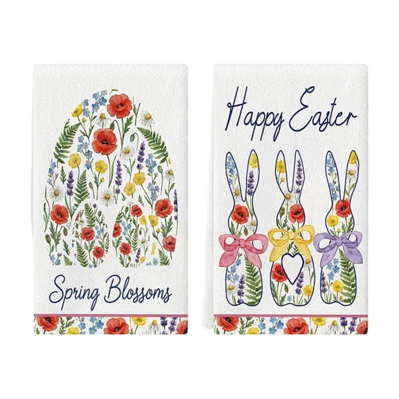 Easter Kitchen Towels, Absorbent Dish Cloth, Decorative Hand Towel Set With Soft Nylon Blend, Grease Resistant And Elegant Pattern For Cooking And Baking 2Pc 23.62X15.75In