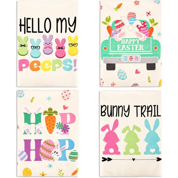 Easter Kitchen Towels Dish Towels 18x26 Inch Colorful Bunny Hand Towels Set of 4 Spring Home Indoor Bathroom Party Seasonal Decorations